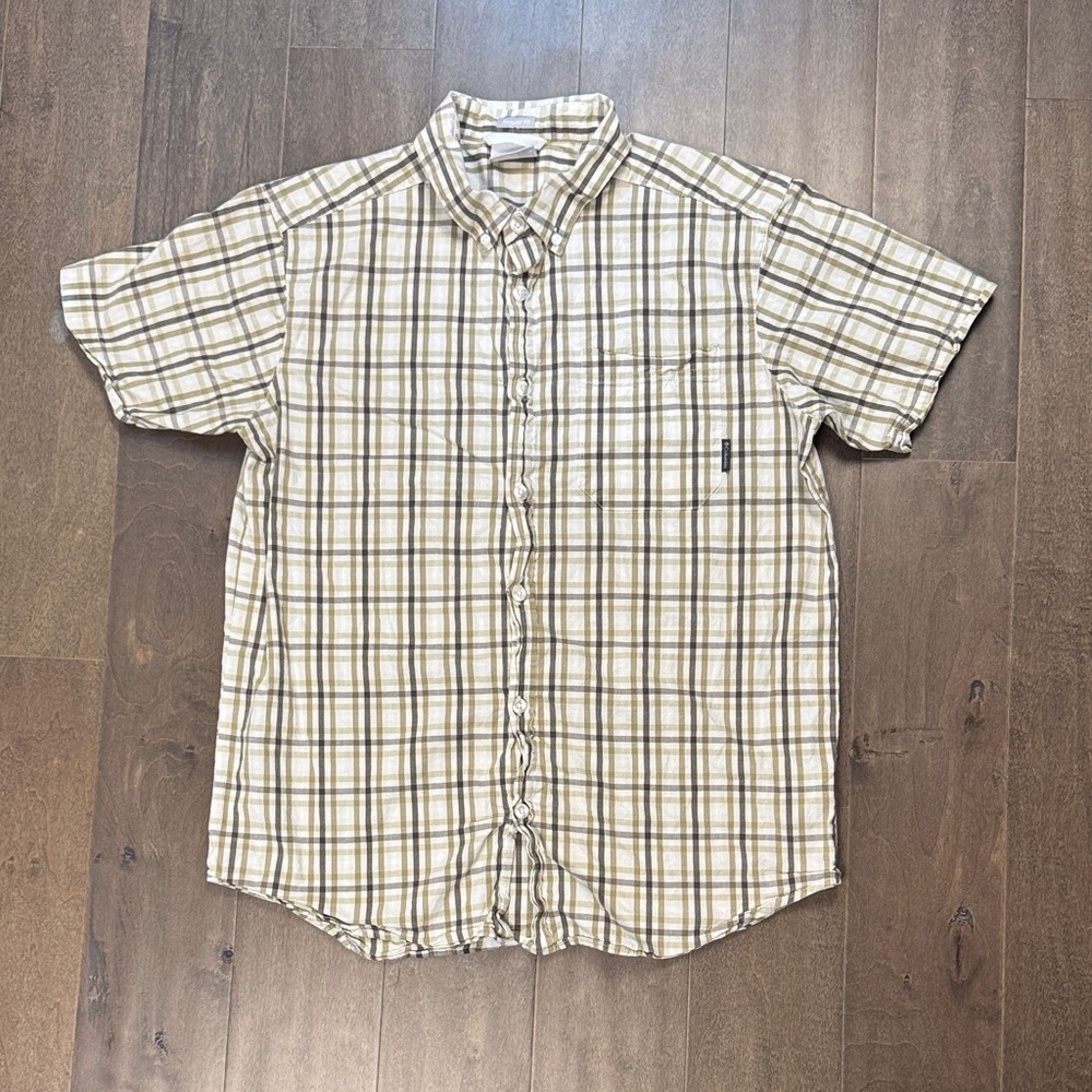Columbia Men's Tan Plaid Casual Shirt